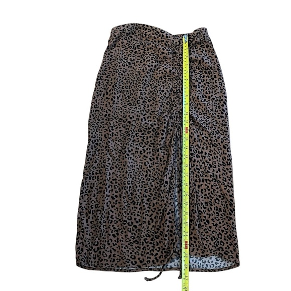Urban Romantics Leopard Print Ruched Skirt Size S | Adjustable Slit Midi - Picture 5 of 8